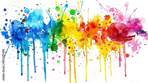 Rainbow color  diversity and lgbt banner on white background. Pure and vibrant watercolor colors. Creative paints  fluids  splashes and stains. Gay pride symbol texture concept. dripping
