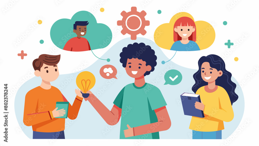 A recreational program that offers social activities and events for neurodivergent teens to practice social skills and make connections with others.. Vector illustration A recreational program that offers social activities and events for neurodivergent teens to practice social skills and make connections with others.. Vector illustration