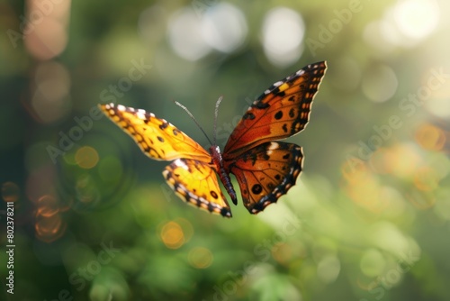 A beautiful butterfly flying in the air. Suitable for nature-themed designs