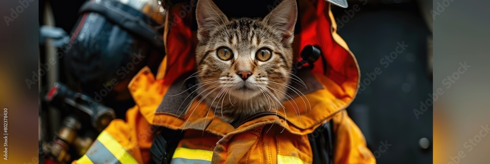Hero Firefighter in Uniform, Young Smiling Fireman, Firefighting Danger Job, Generative AI Illustration