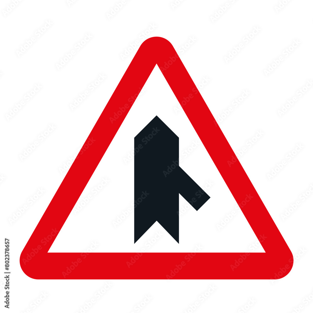 DANGER TRAFFIC SIGNS OF SPAIN, P-1c - Intersection with priority over merging from the right - SVG DANGER TRAFFIC SIGNS OF SPAIN, P-1c - Intersection with priority over merging from the right - SVG