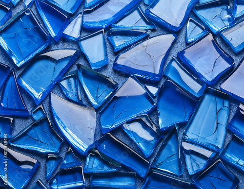 abstract broken glass background blue smashed shards backdrop wallpaper (ID: 802379494)