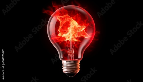 light bulb with red light