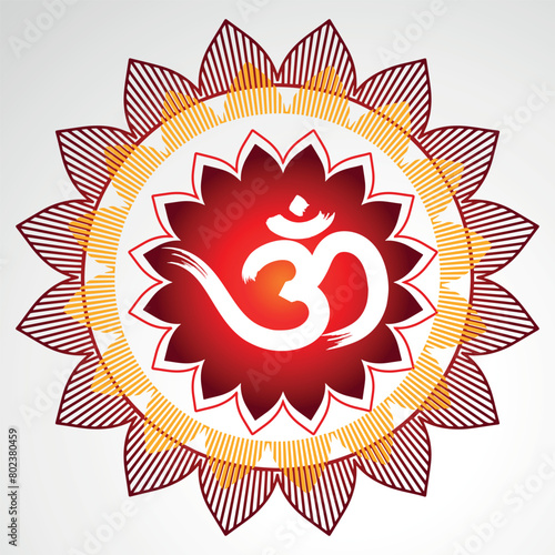 Aum lettering vector template best for social media, print and home decoration. Hindu Om Symbol Illustration.
