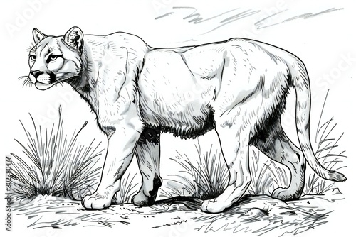 Sketch of a panther (Panthera leo)