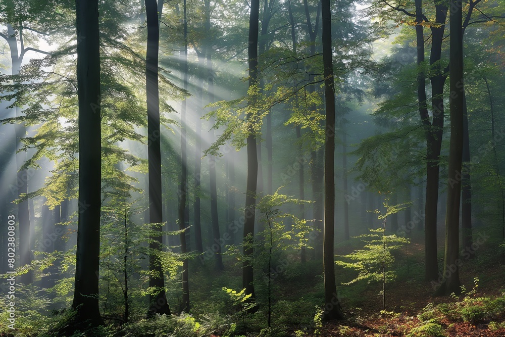 tranquility of a misty forest