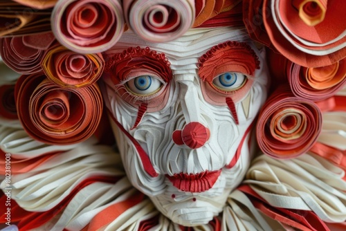 Detailed close up of a paper clown. Suitable for various creative projects