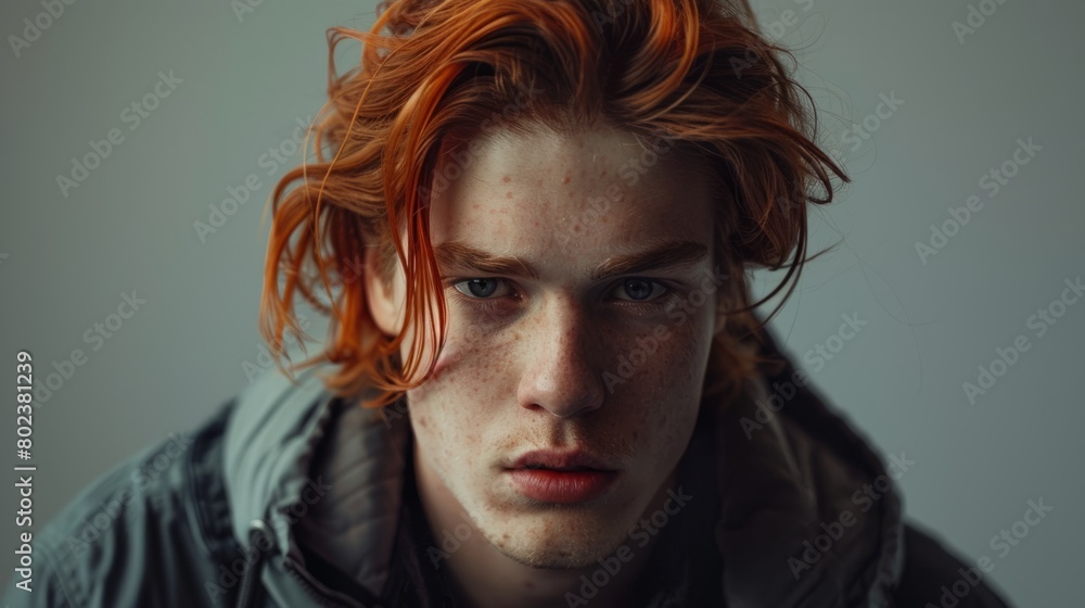 Adult White Man with Red Straight Hair 1990s style Illustration. Adult White Man with Red Straight Hair 1990s style Illustration.