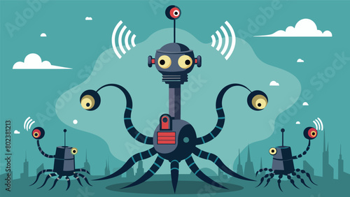 The machines antennas resembling metallic tentacles reach out into the air capturing the collective unease of society and amplifying it exponentially..