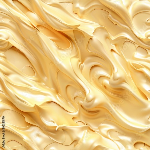 Melted Caramel Seamless Pattern, Ice Cream Waves Tile, Smooth Icecream Texture, Custard Endless Background