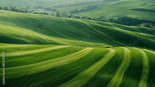 Сalming bird's eye view of  pattern on green fields © Diana Zelenko