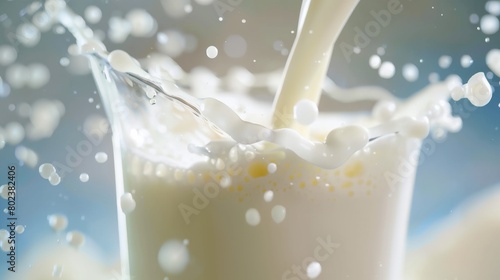 a milk splashing into a glass photo