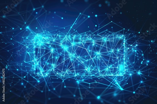 A modern blue abstract background with intersecting lines and dots. Suitable for technology or science-themed designs