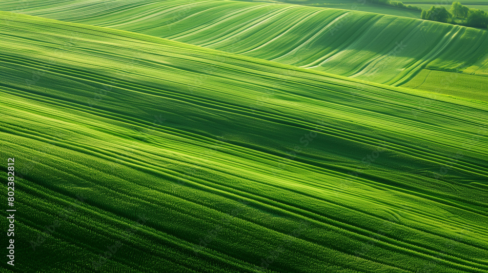 Сalming bird's eye view of pattern on green fields Сalming bird's eye view of pattern on green fields