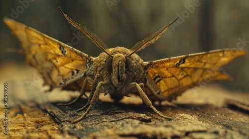 Close up shot of a moth resting on a piece of wood. Suitable for nature and insect themes photo