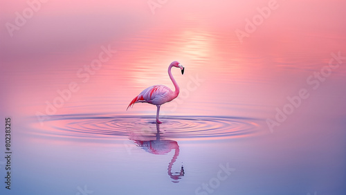 Twilight Tranquility  A Flamingo   s Dance in the Dusk
