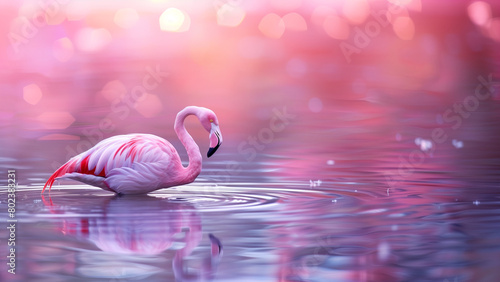 Twilight Tranquility: A Flamingo’s Dance in the Dusk