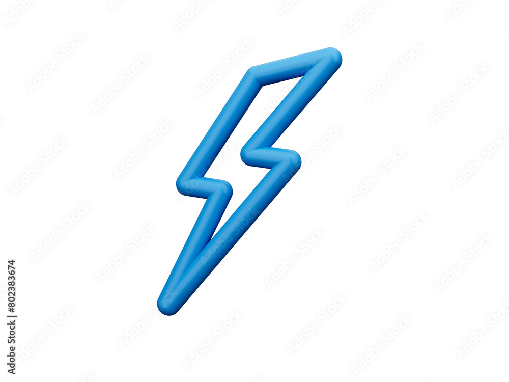 Blue thunder or lightning minimal 3D illustration Blue thunder or lightning minimal 3D illustration