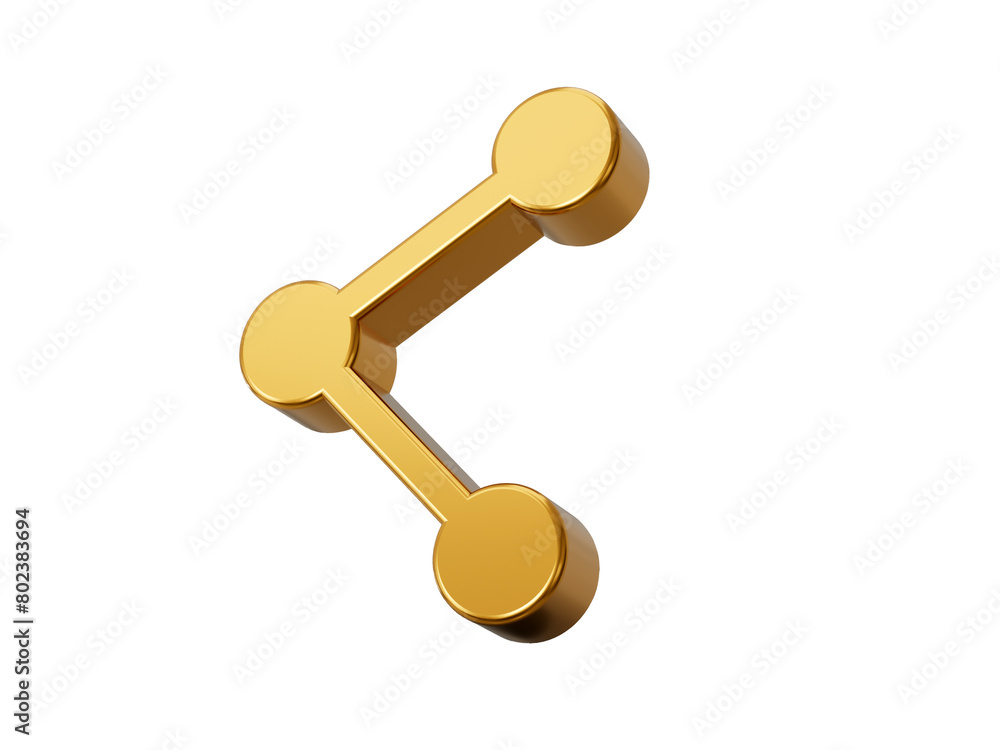 Golden share link icon button symbol 3D illustration Golden share link icon button symbol 3D illustration