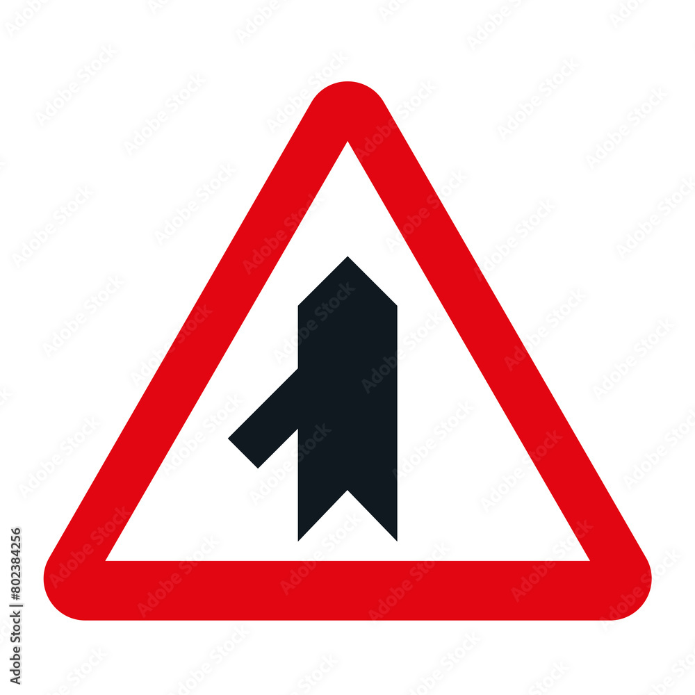 DANGER TRAFFIC SIGNS OF SPAIN, P-1d - Intersection with priority over merge from the left - PNG DANGER TRAFFIC SIGNS OF SPAIN, P-1d - Intersection with priority over merge from the left - PNG