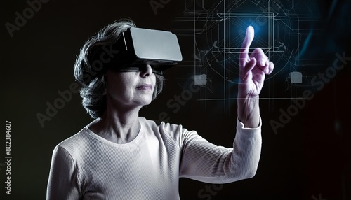 Elderly in Virtual World, Futuristic Experience with Goggles