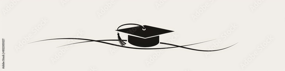 Grduation Cap String A simple one line drawing of an animated graduation cap with string ...