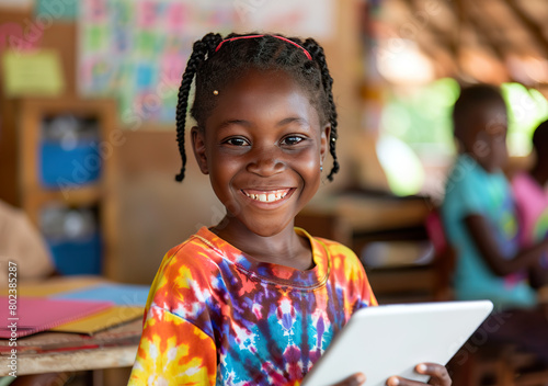 Happy Student with Tablet photo