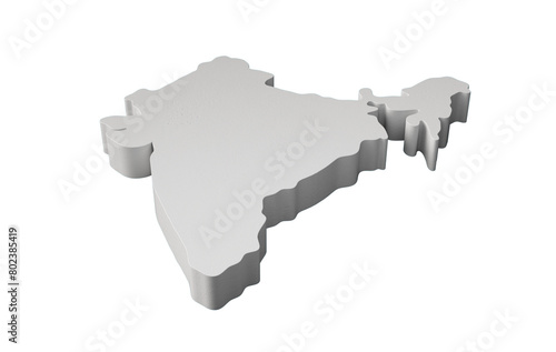 India 3D map Geography Cartography and topology map 3D illustration