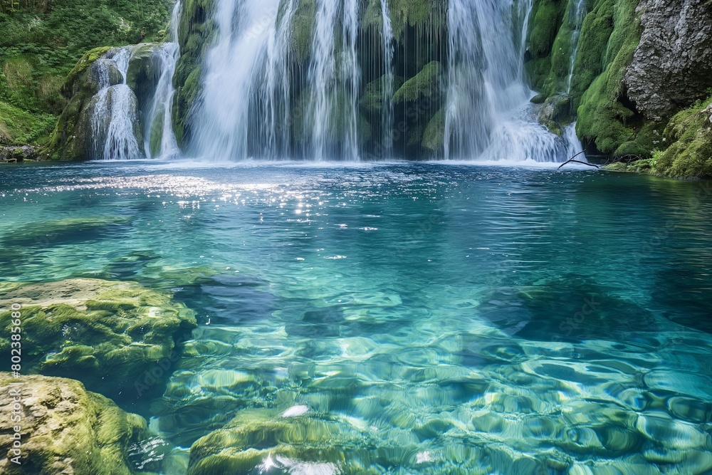 serenity of a cascading waterfall serenity of a cascading waterfall
