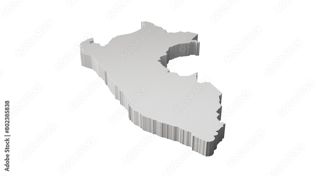 Fototapeta premium Peru 3D map Geography Cartography and topology map 3D illustration