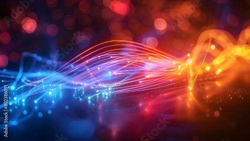 Explore a visually striking abstract tech background featuring fiber optic connections. Concept Technology, Abstract, Fiber Optic, Connections, Visual Effect