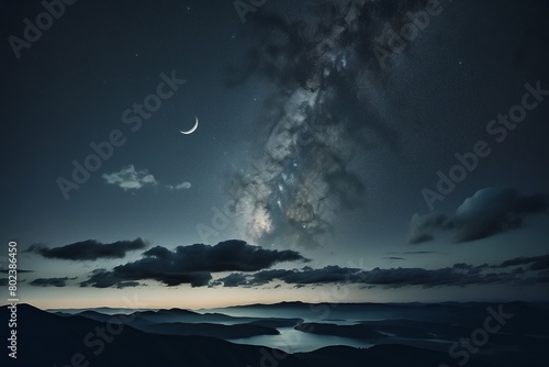 landscape of moonlight in the middle of the night