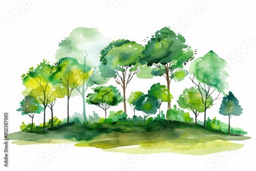 This engaging watercolor scene of an AImanaged forest