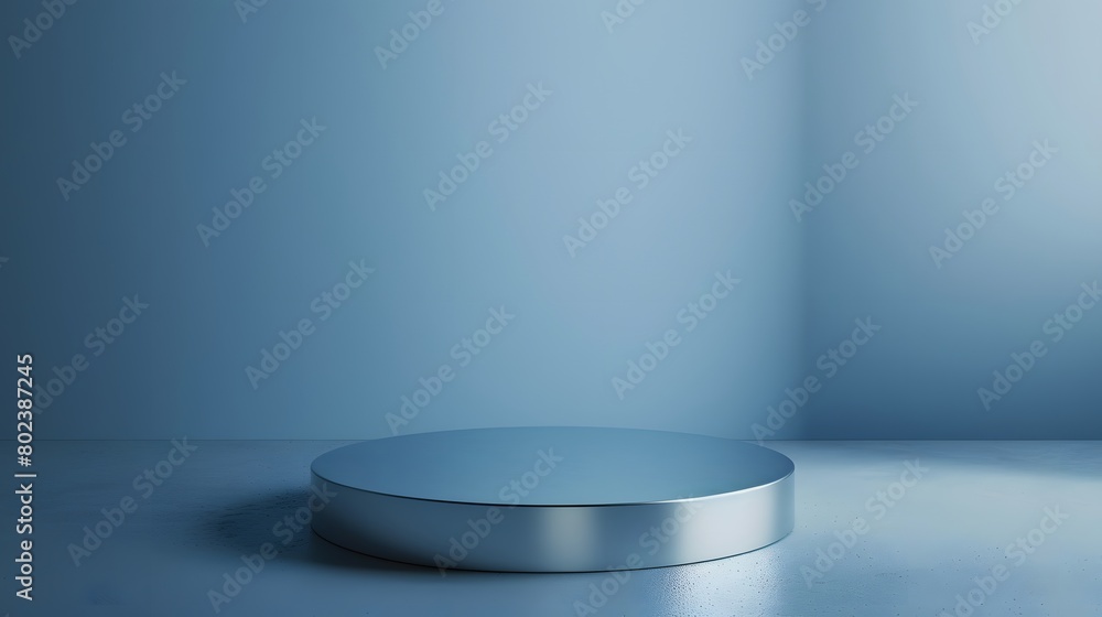 Minimalist Aluminum Podium on Laboratory Background: Clean Presentation Minimalist Aluminum Podium on Laboratory Background: Clean Presentation