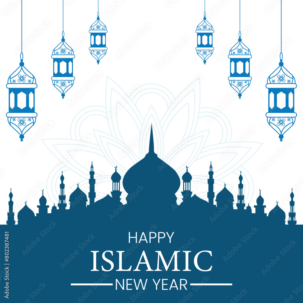 happy islamic new year post design vector file happy islamic new year post design vector file