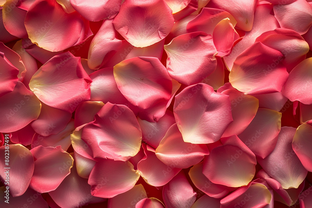 A romantic background with a soft focus rose petal pattern in shades of pink and red, creating a dreamy floral effect.