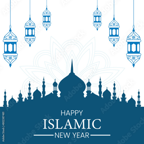 happy islamic new year post design vector file