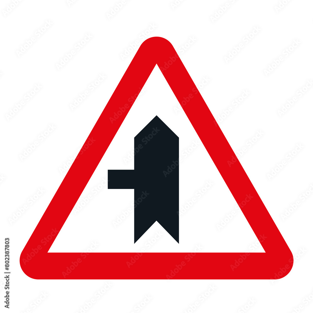 DANGER TRAFFIC SIGNS OF SPAIN, P-1b - Intersection with priority on road on the left DANGER TRAFFIC SIGNS OF SPAIN, P-1b - Intersection with priority on road on the left