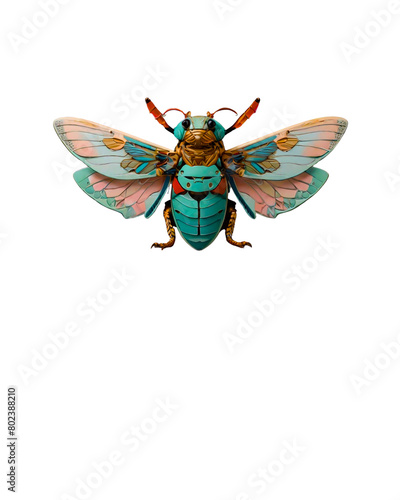 colorful cicada isolated on transparent background