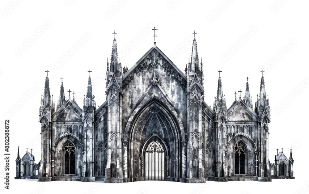 Timeless Beauty: Exploring Gothic Architecture, Gothic Architectural Marvels on white background.