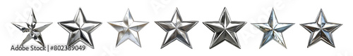 Pack of Silver 3D Star on Transparent background - Ai Generated