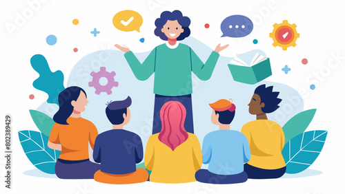 Surrounded by a supportive community a neurodivergent advocate hosted a workshop to educate and empower others in their journey of selfdiscovery and. Vector illustration