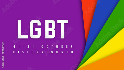 Design LGBTQ HISTORY MONTH. Paper cut. LGBT colors. Minority problem. PRIDE parade. Coexistence harmony and multicultural community integration. Vector illustration