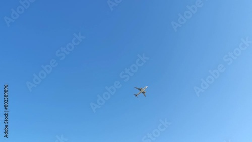 Video of an airplane flying over the Llobregat Delta to land or take off at Prat de Llobregat airport, Catalonia, Spain.
