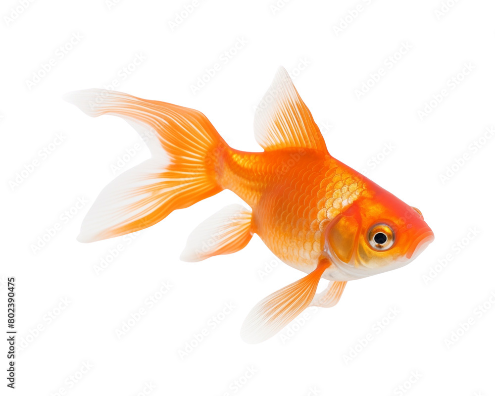 A single goldfish gliding in a glass bowl filled with water, embodying simplicity and elegance. Generative AI