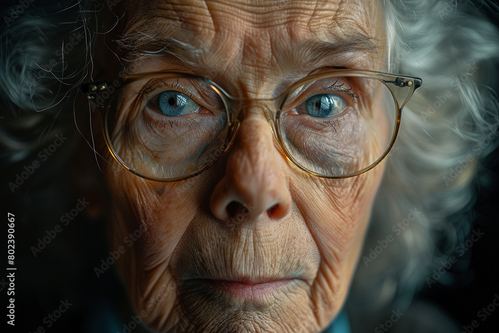 Close-Up of Elderly Woman with Expressive Eyes Close-Up of Elderly Woman with Expressive Eyes