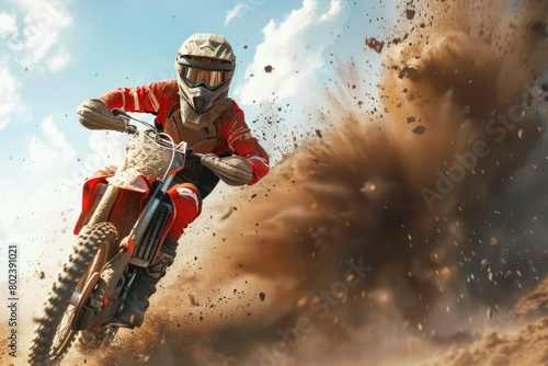 A person riding a dirt bike, perfect for outdoor sports promotions