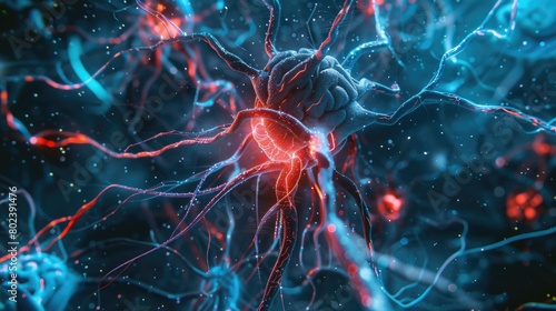 Close-up of neurons, suitable for science and medical concepts photo
