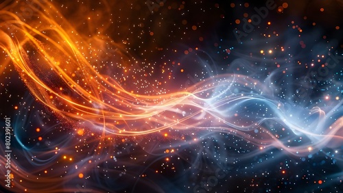 Explore a mesmerizing abstract tech background with glowing fiber optic connections. Concept Abstract Art, Tech, Glowing Fiber Optic, Mesmerizing Background