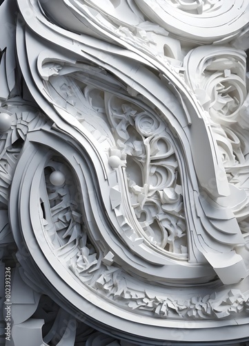 Formalist sculptures made of white plastic  .Generative AI photo